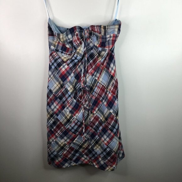 Ann Taylor Loft Red and Blue Lined Dress - Picture 1 of 9
